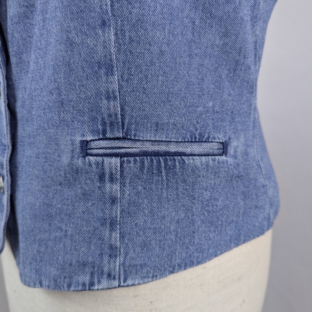 rag & bone Seraphina Denim Vest Top Button Front Lined Winwood Blue Wash L NWT - Picture 5 of 14